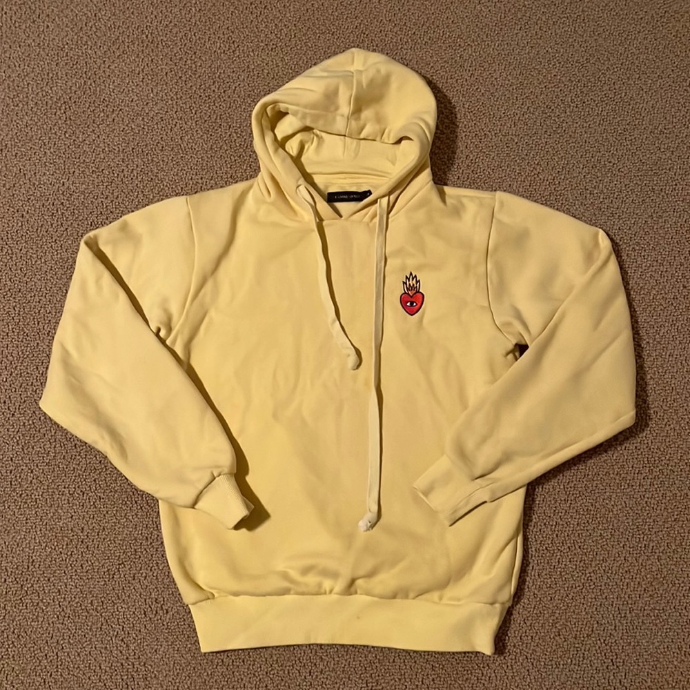 Ricardo Cavolo men's size small yellow flaming heart hoodie